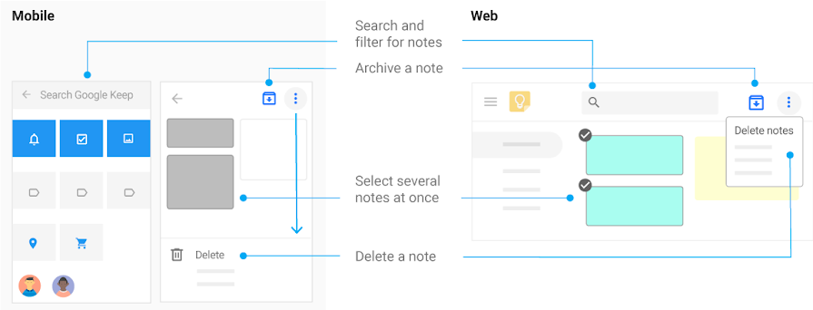 Work with notes in Google Keep