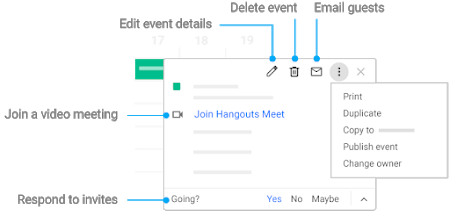 Respond to an invite, join a video meeting, or edit an event.